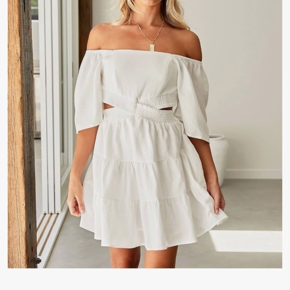 Shy Velvet Fairycore Square Neck Crossover Waist Cottage Mini Dress size SM